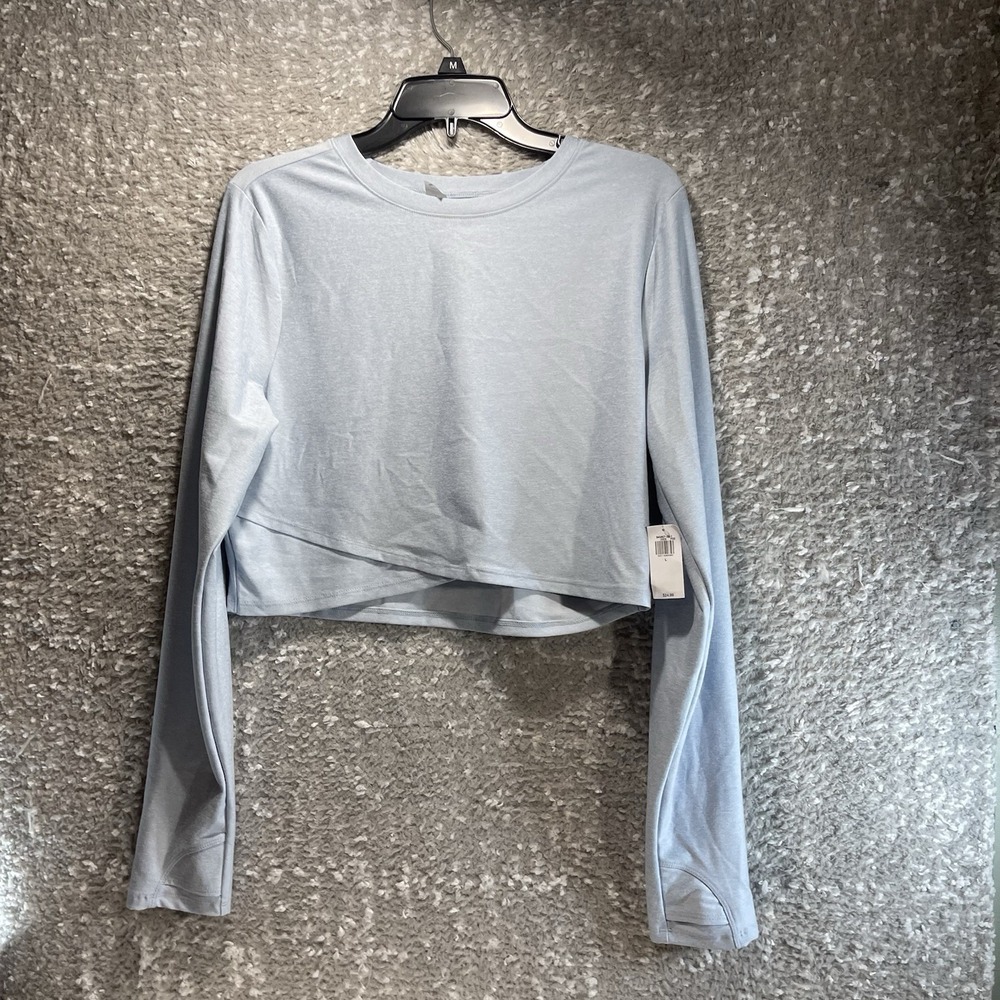 Old Navy Cloud Go-Dry Long Sleeve Cropped Top Women's Large Blue Sporty NWT